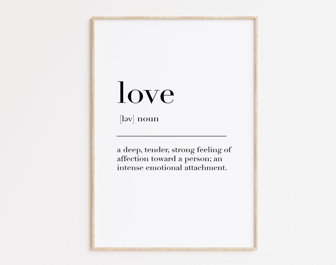 Love Noun Dictionary Definition Deep Tender Affection Quote Poster