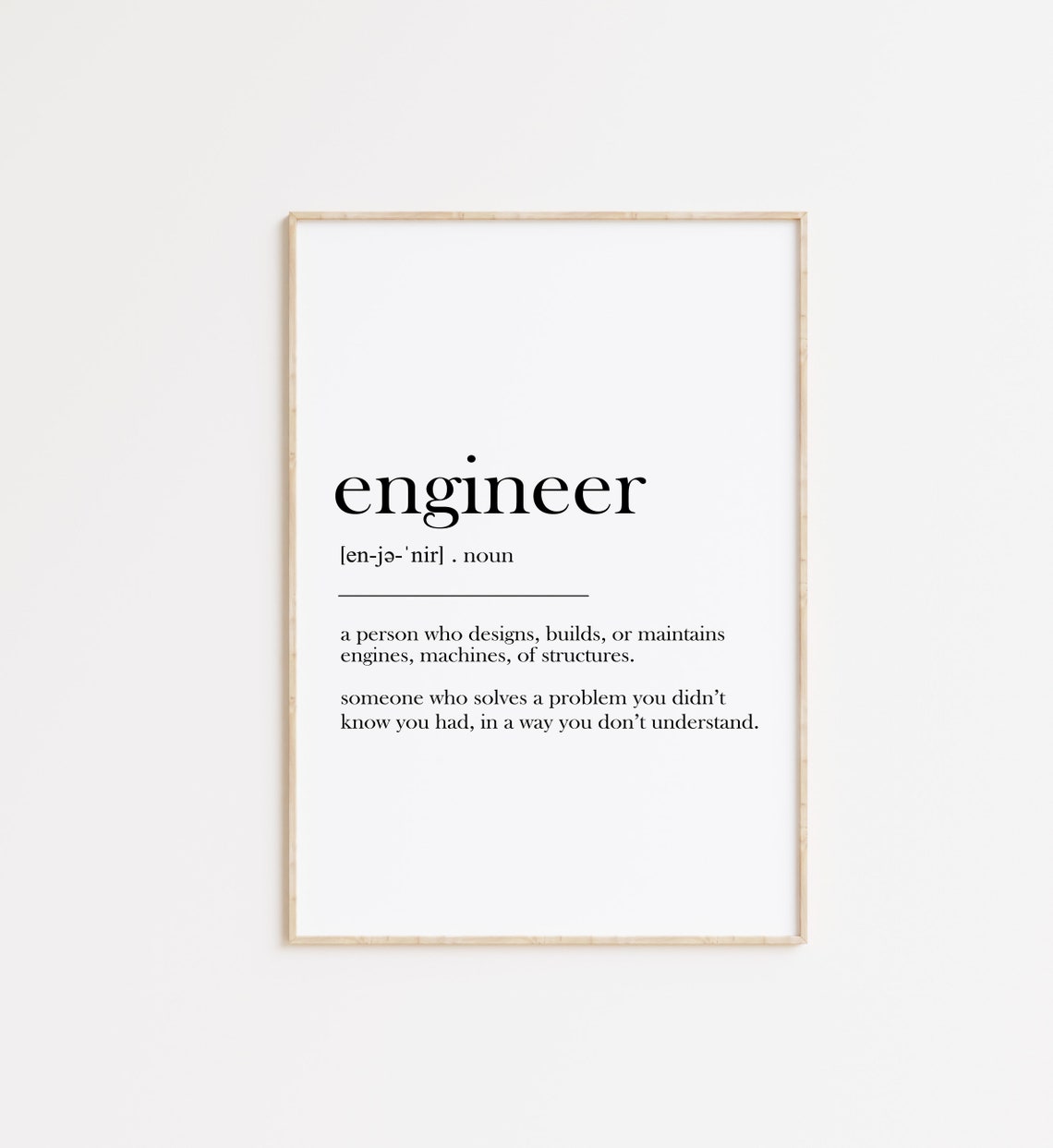Engineer Noun Definition Problem Solver Precision Design Poster