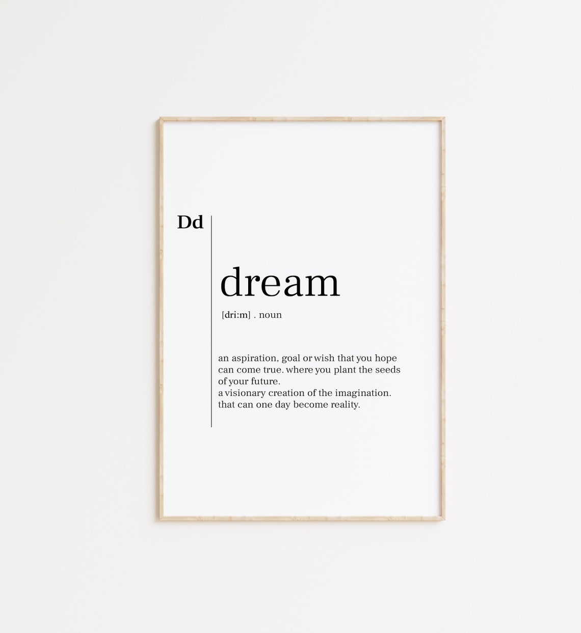 Dream Noun Dictionary Definition Aspiration Goal Wish Quote Poster