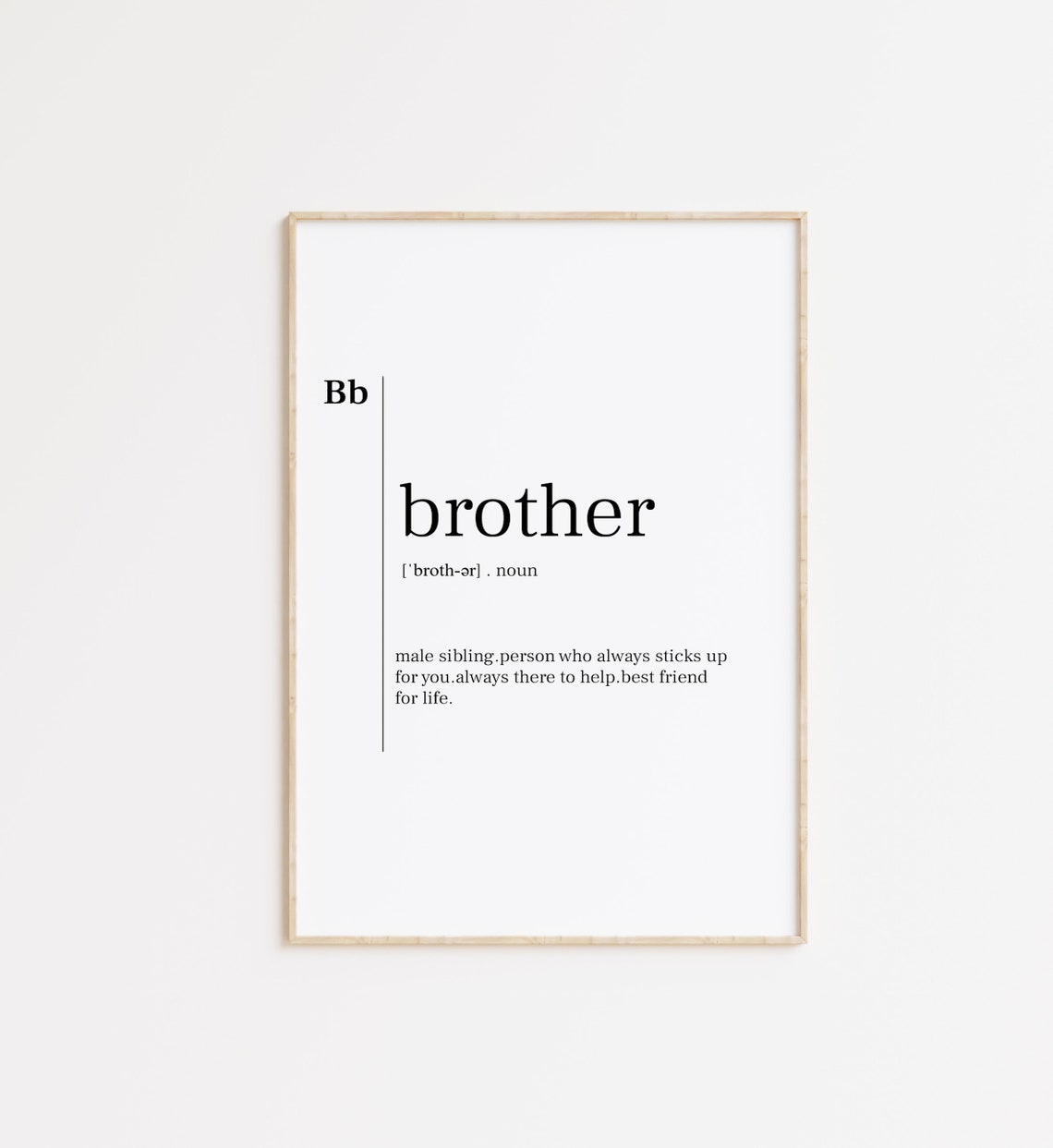 Brother Dictionary Definition Poster Best Friend Gift Keepsake