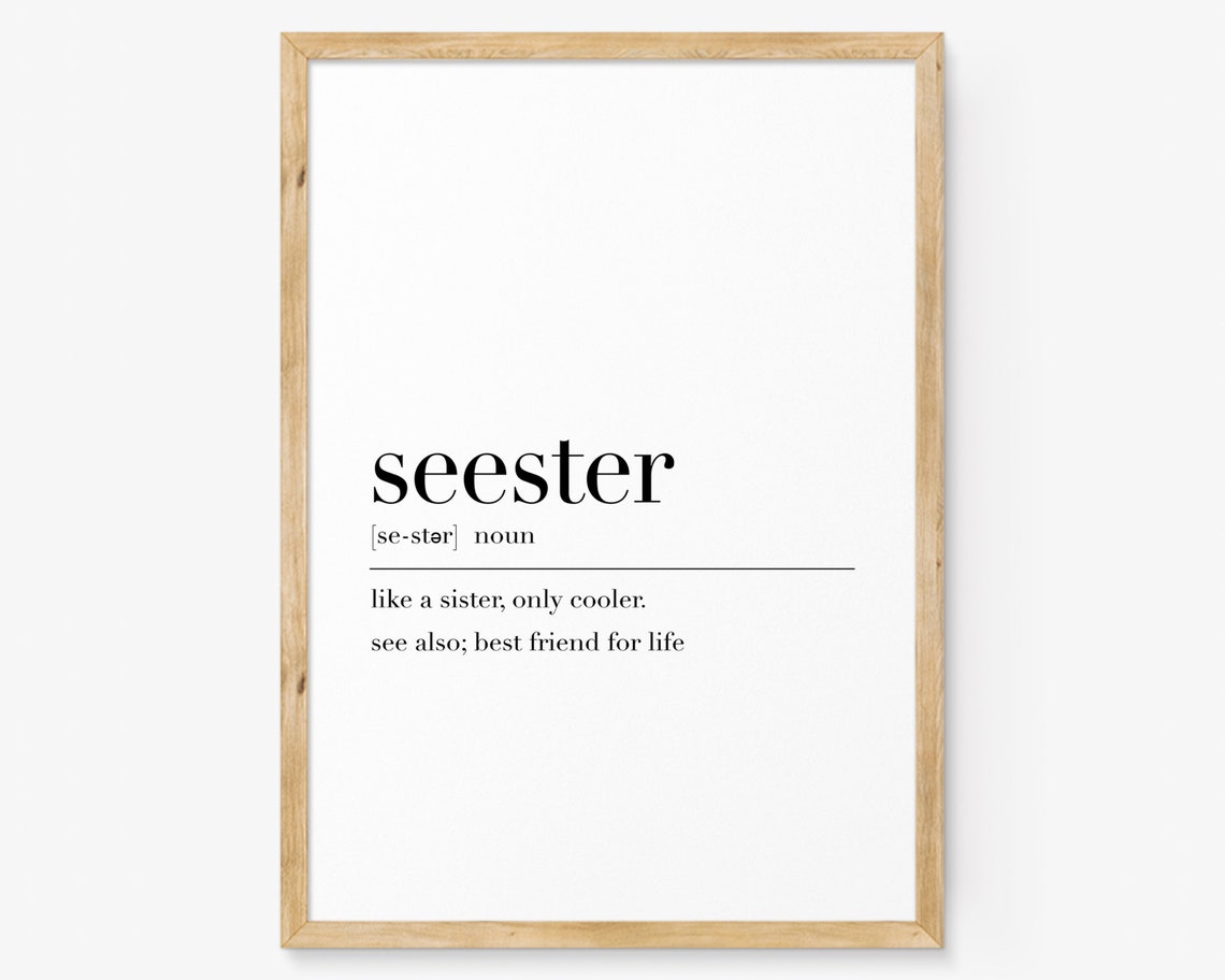 Seester Definition Poster Funny Sister Gift Best Friend Quote Art