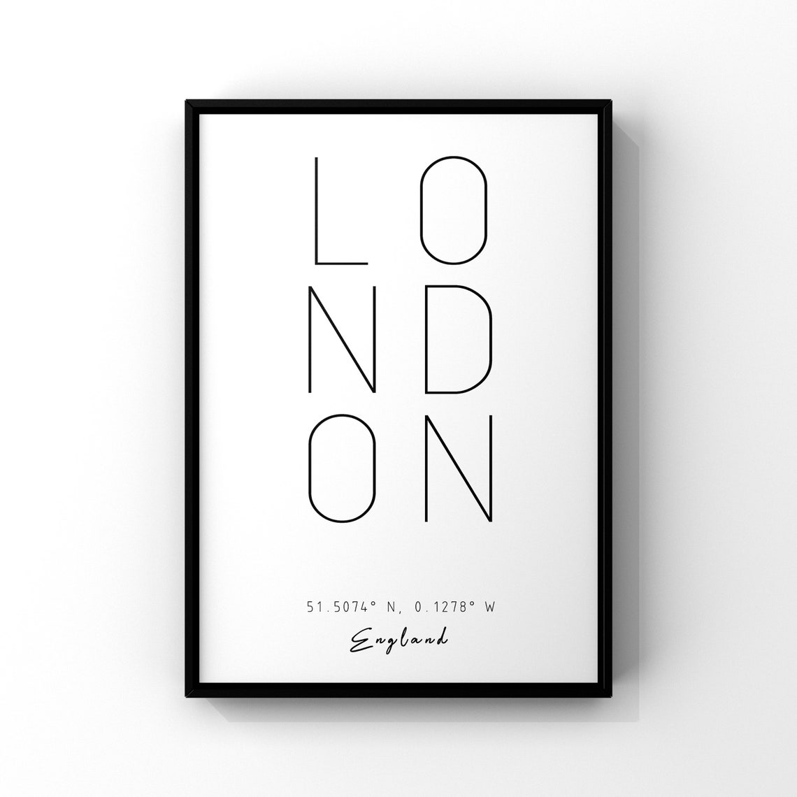 London England Minimalist Typography Coordinates Poster City Decor