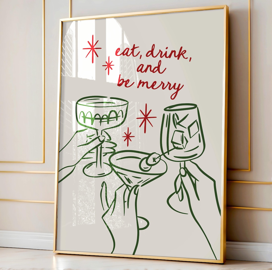 Eat Drink Be Merry Holiday Cocktail Art Print