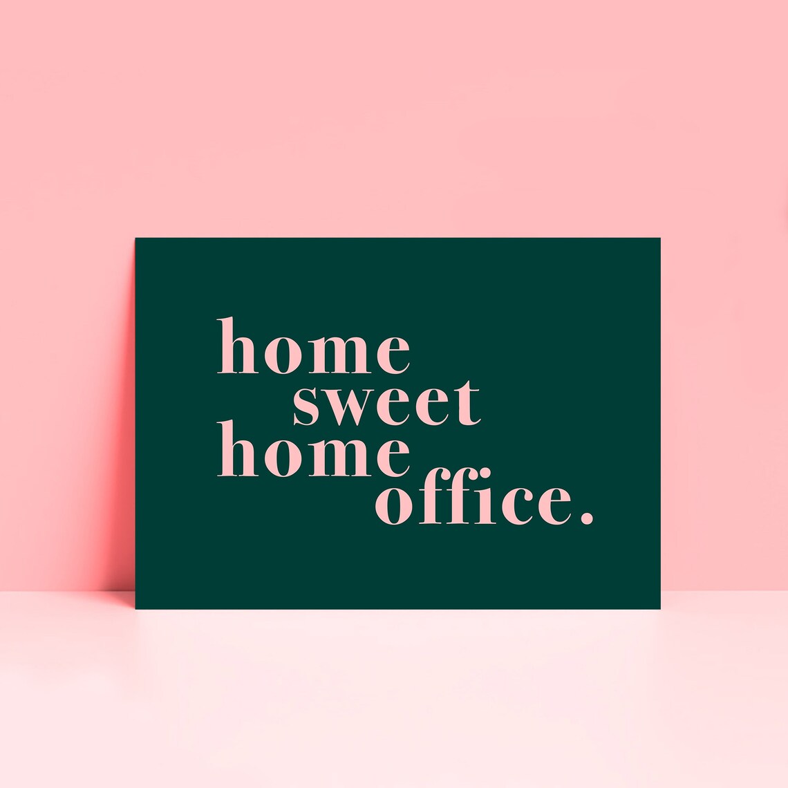 Home Sweet Home Office Green-Pink Typography Print - Image 2