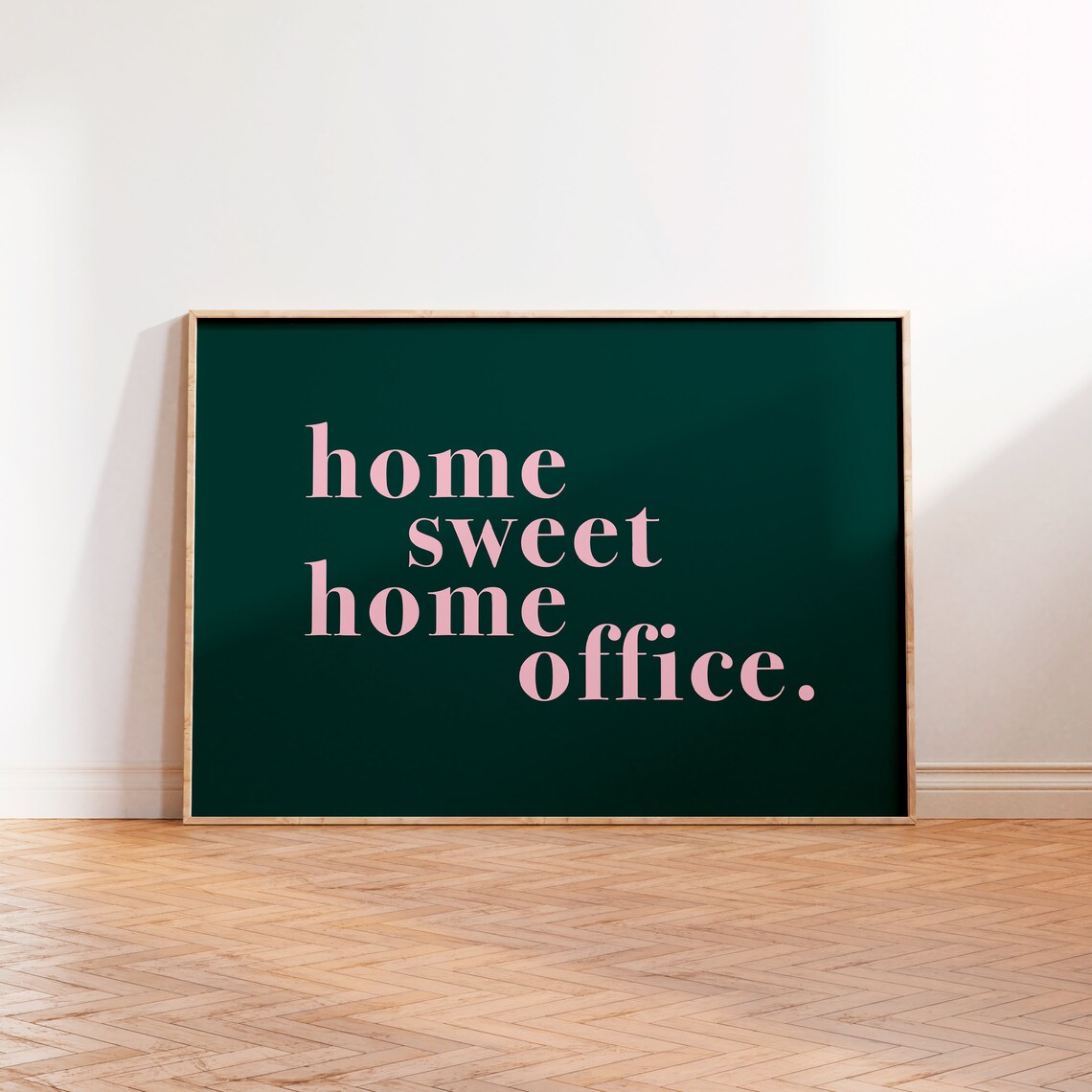 Home Sweet Home Office Green-Pink Typography Print