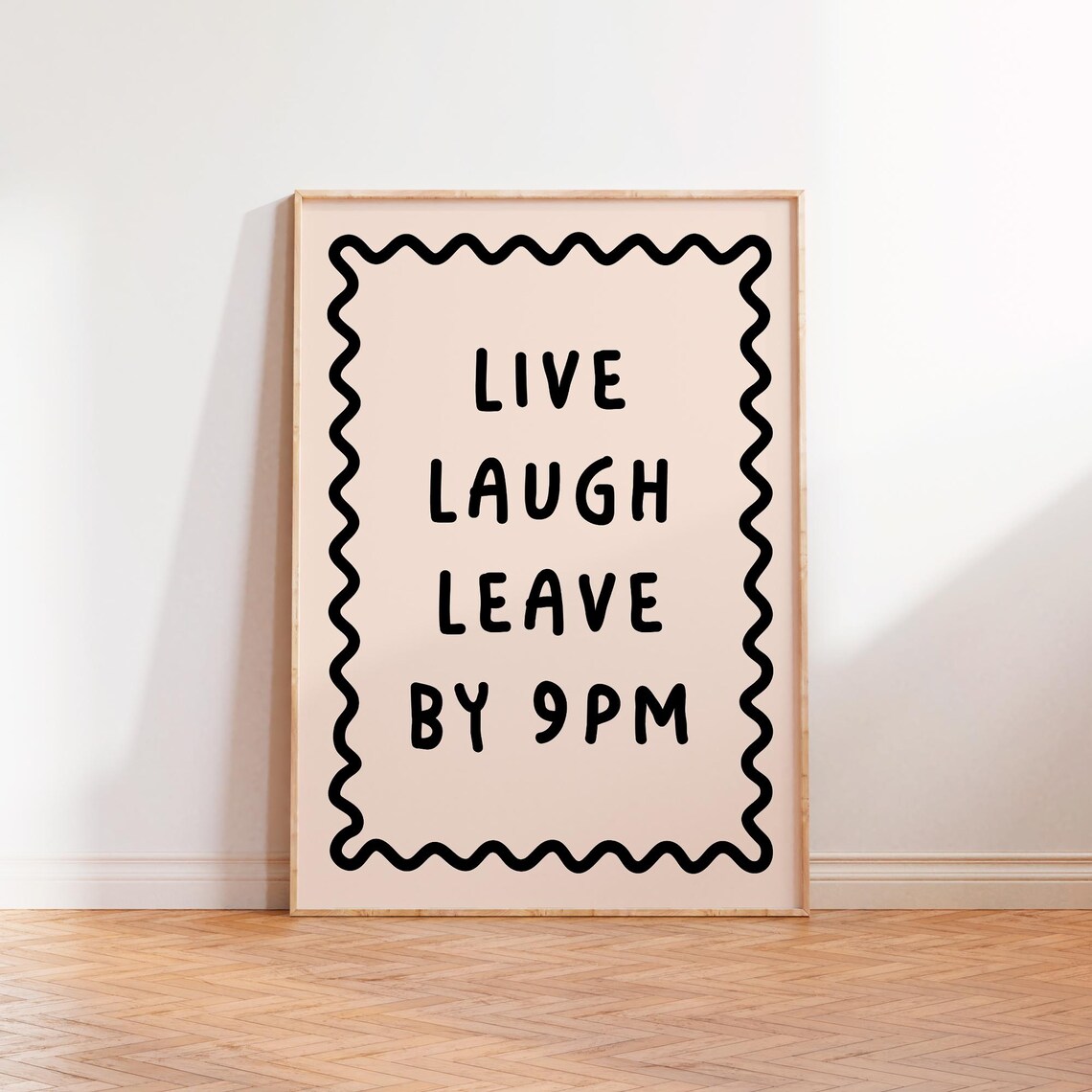 Live Laugh Leave By 9pm Funny Quote Art Print - Image 2
