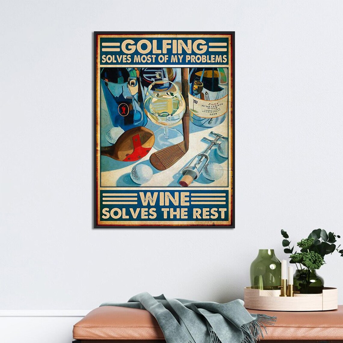 Golfing Wine Solves The Rest, Man Cave Decor - Image 3