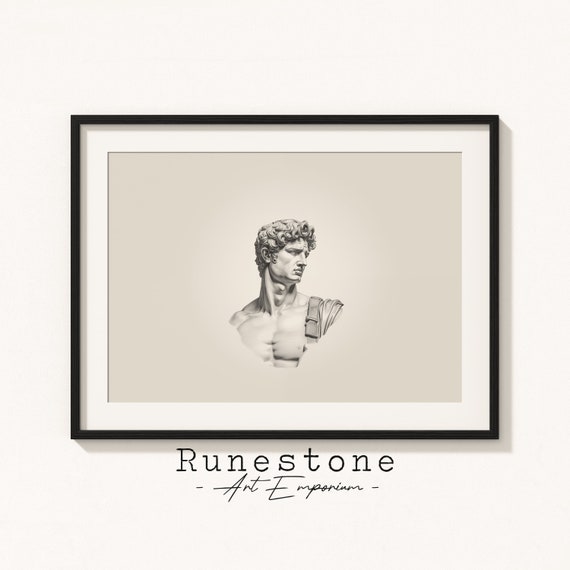 Greek Philosopher Illustration Ancient Marble Sculpture Sketch Minimal Impressionist Art Neutral Pencil Drawing Print