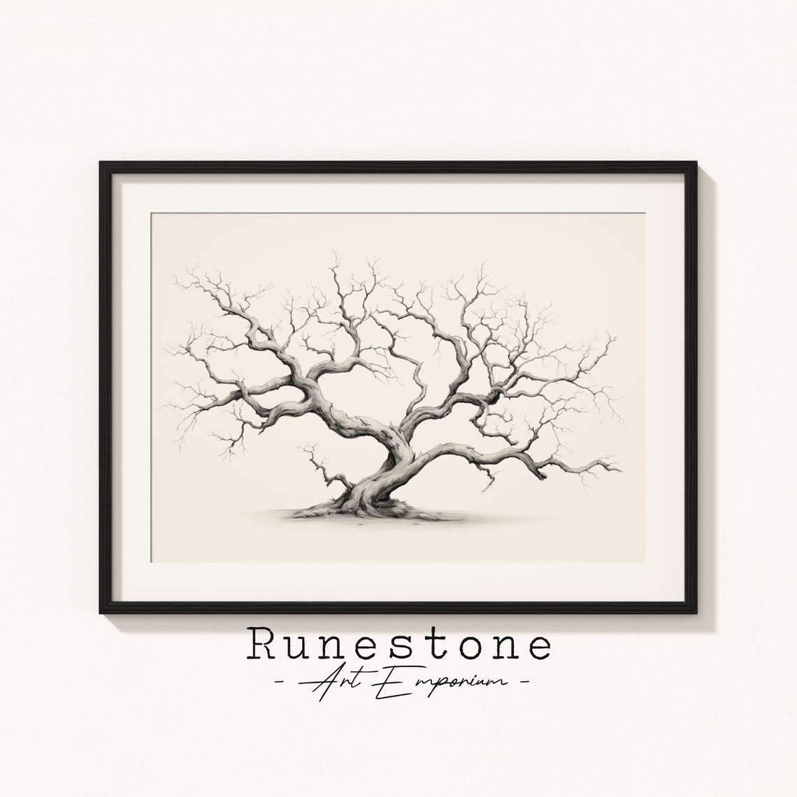 Dead Tree Botanical Sketch, Moody Landscape Art Print