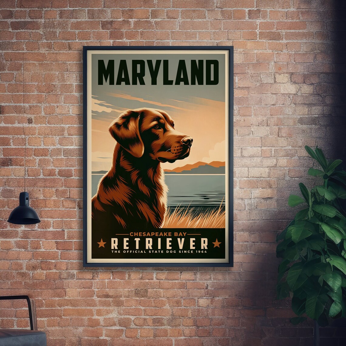 Maryland Chesapeake Bay Retriever State Dog Vintage Travel Poster