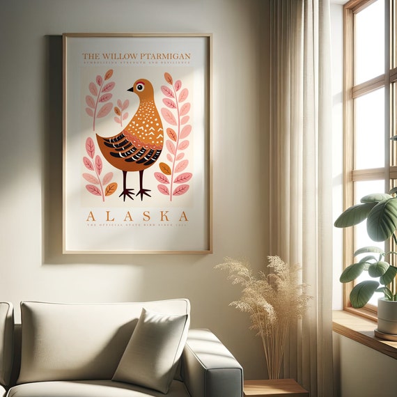 Alaska State Bird Print Willow Ptarmigan Print At Home Wall Art Art Print Instant Art Trendy Cute Posters