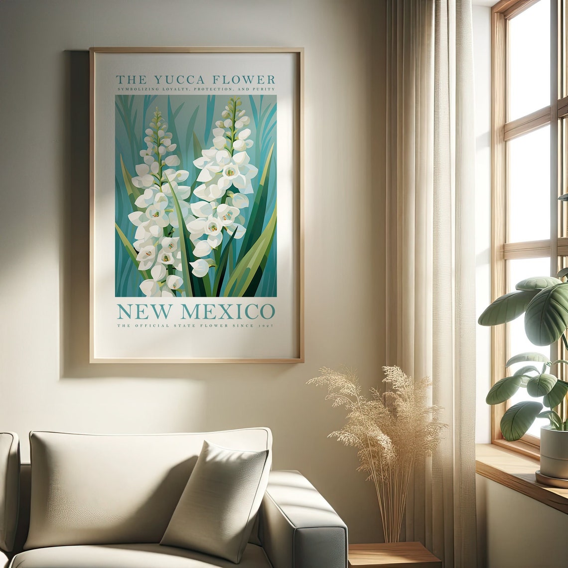 Yucca Flower New Mexico State Flower White Bloom Folk Poster