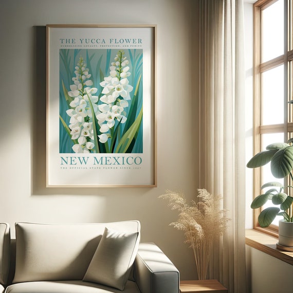 New Mexico State Flower Print Yucca Flower Flower Prints Trendy Floral Poster Print At Home Wall Art Print