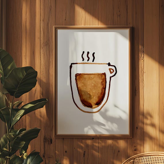 Minimalist Coffee Cup Art Print, Kitchen Wall Art