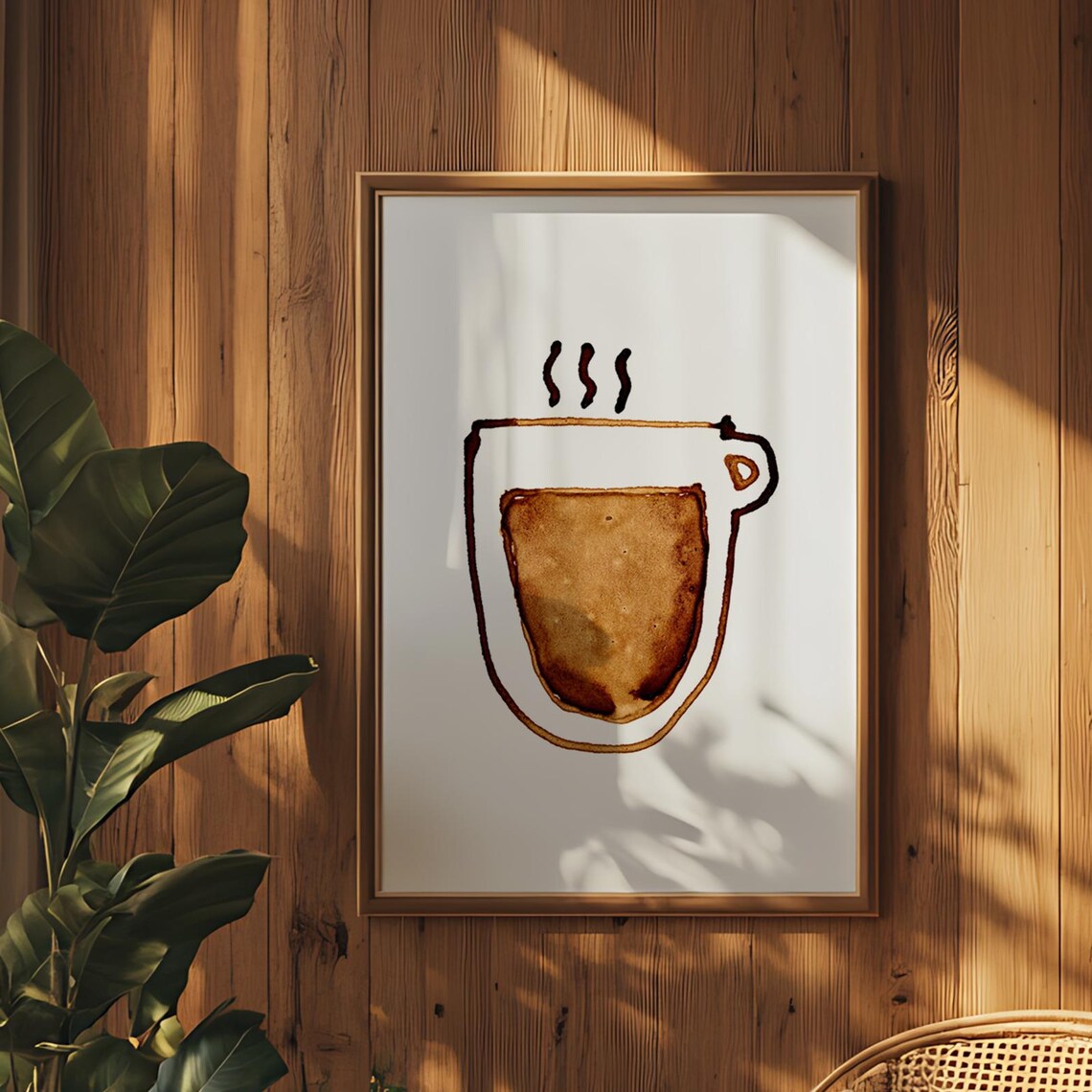Minimalist Coffee Cup Art Print, Kitchen Wall Art