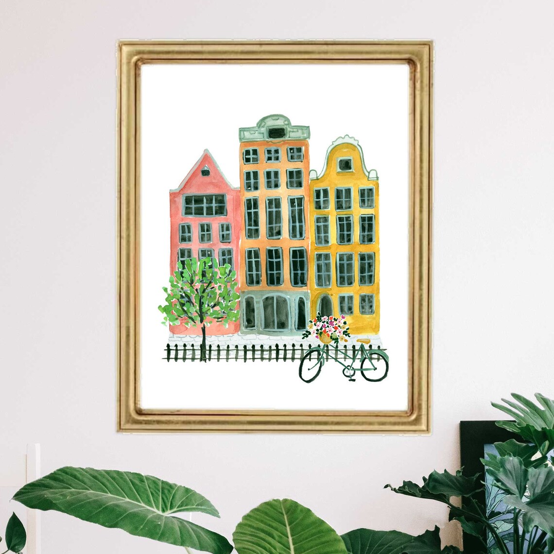 Amsterdam Netherlands Watercolor Art Print, Travel Houses - Image 2