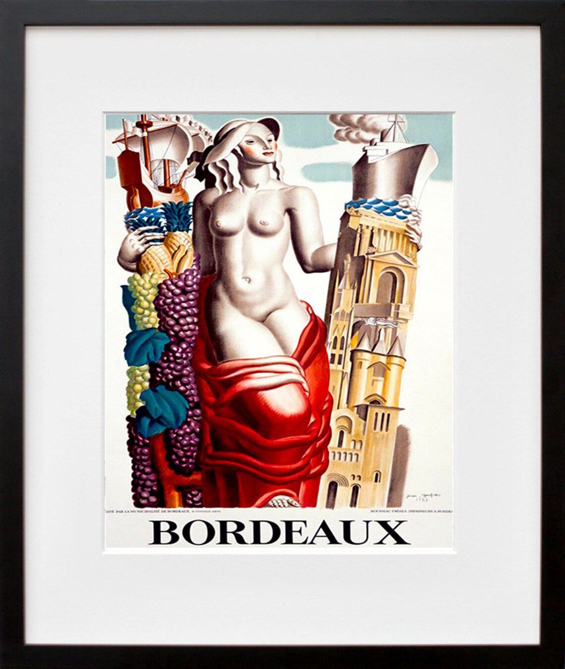 Bordeaux Vintage French Wine Region Allegorical Travel Poster - Image 2