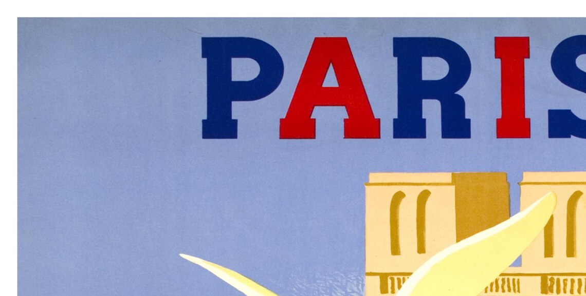 Paris Paul Colin Doves Eiffel Tower Notre Dame Railways Art Poster - Image 2