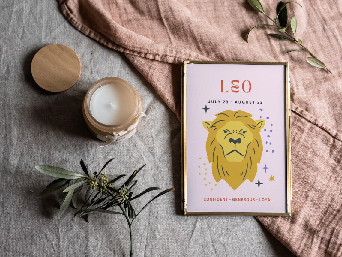 Leo Zodiac Lion Pink Horoscope Personality Birthday Gift Art Poster - Image 5
