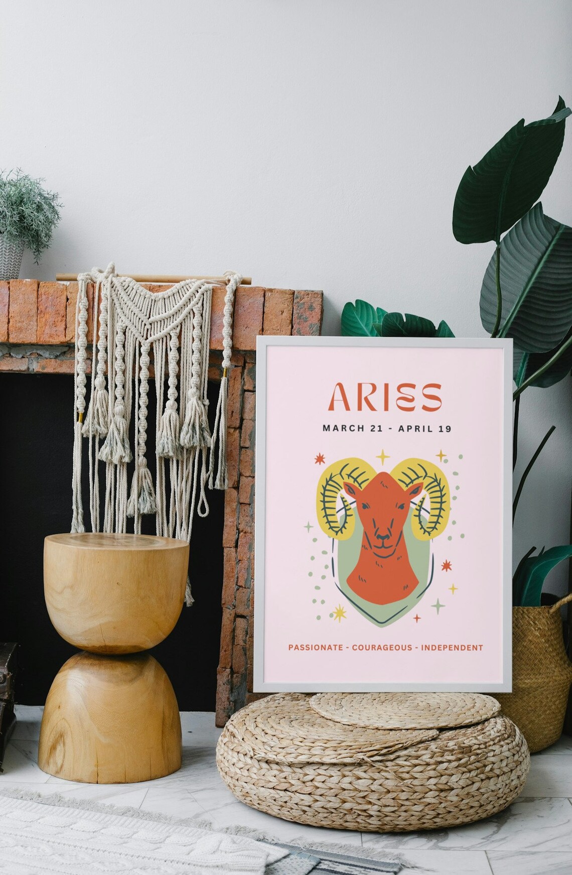 Aries Zodiac Sign Red Ram Head March Star Sign Trendy Poster - Image 2