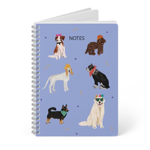 Blue Spiral Notebook With Dog Illustration Cute Animal Stationery Gift For Dog Lovers Fun Christmas Gift For Students Dog Moms