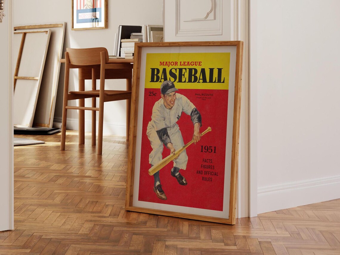 Vintage 1951 Major League Baseball Poster with Phil Rizzuto Yankees - Image 4