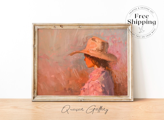 Cowgirl Oil Painting, Western Wall Art Print