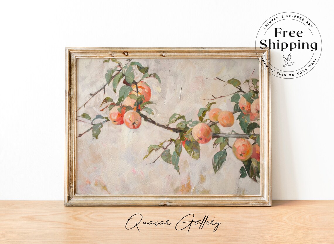 Botanical Fruit Branch Painting, Vintage Art Print