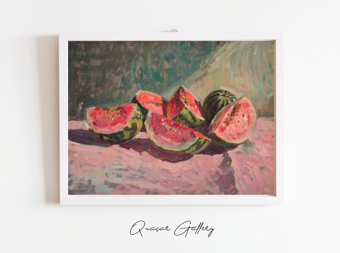 Watermelon Oil Painting, Country Kitchen Art Print - Image 2
