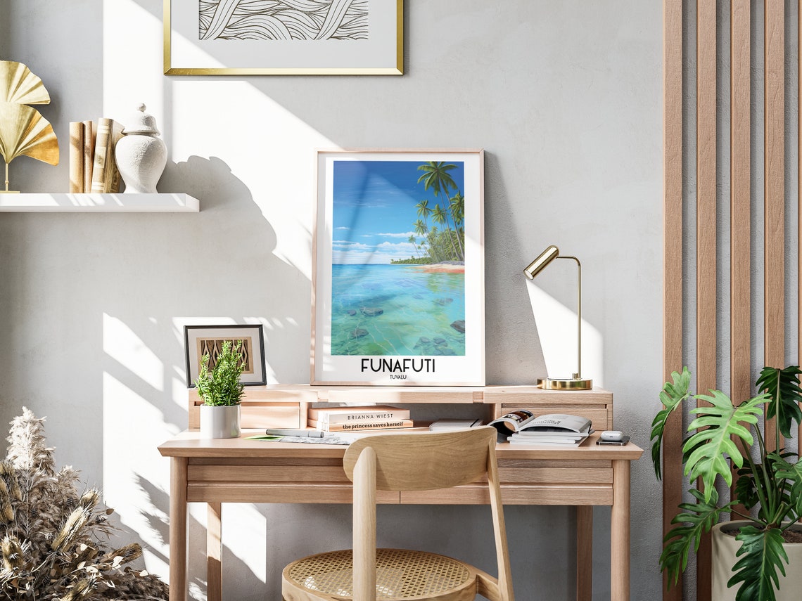 Funafuti Tuvalu Crystal Lagoon Palm Beach Palms Travel Poster - Image 3