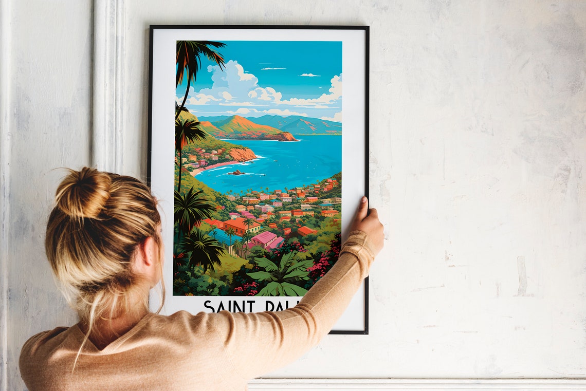 Saint Paul Antigua and Barbuda Caribbean Coast Tropical Bay Travel Poster - Image 2