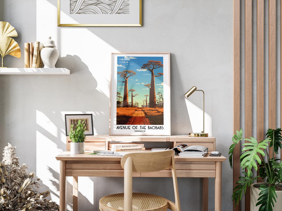 Avenue of the Baobabs Madagascar Baobab Trees Sunset Road Travel Print - Image 3