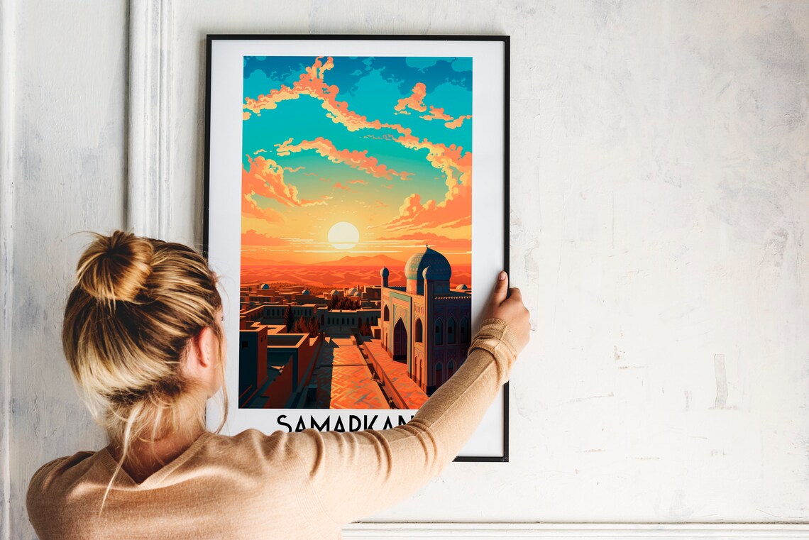 Samarkand Travel Poster, Uzbekistan Painting Home Decor - Image 2