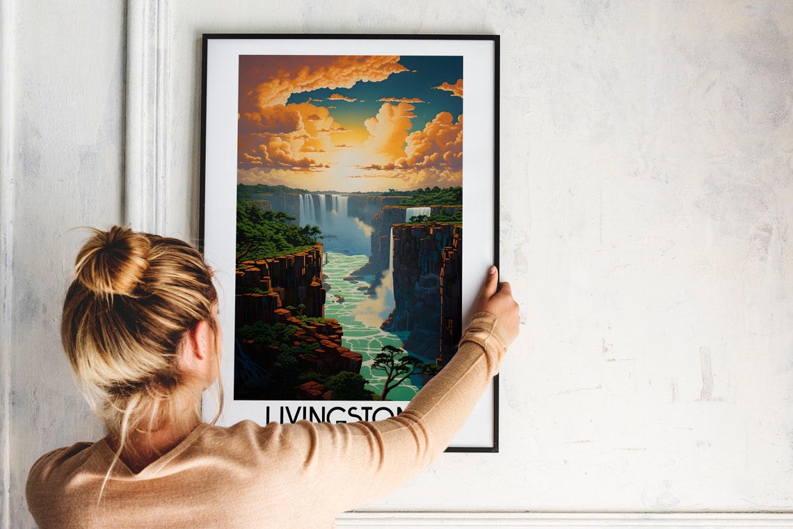 Livingstone Zambia Victoria Falls Sunset Waterfall Gorge Poster - Image 2
