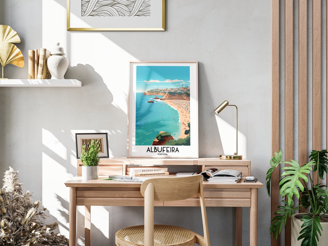 Albufeira Portugal Golden Beach Cliffs Blue Sea Summer Travel Poster - Image 3