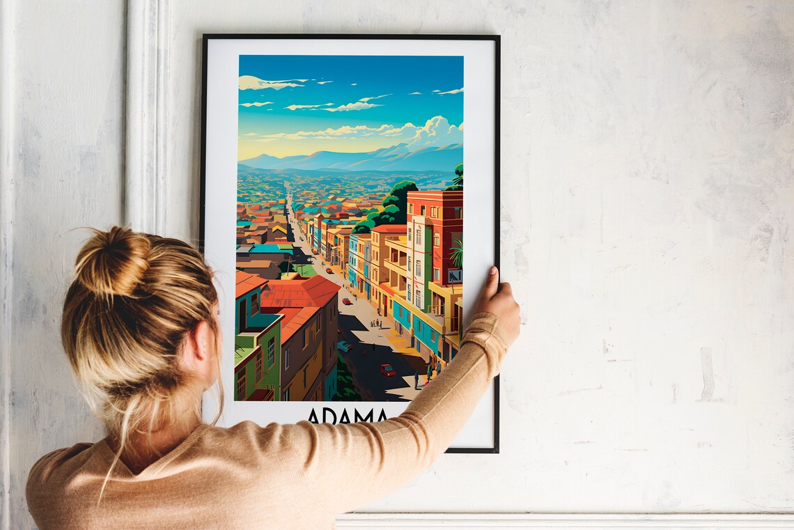 Adama Ethiopia Colorful City Street Skyline View Morning Poster - Image 2