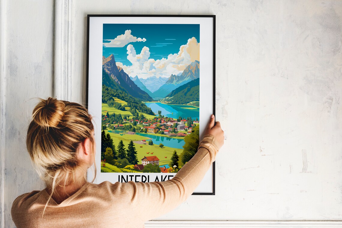 Interlaken Travel Poster, Switzerland Home Decor - Image 2