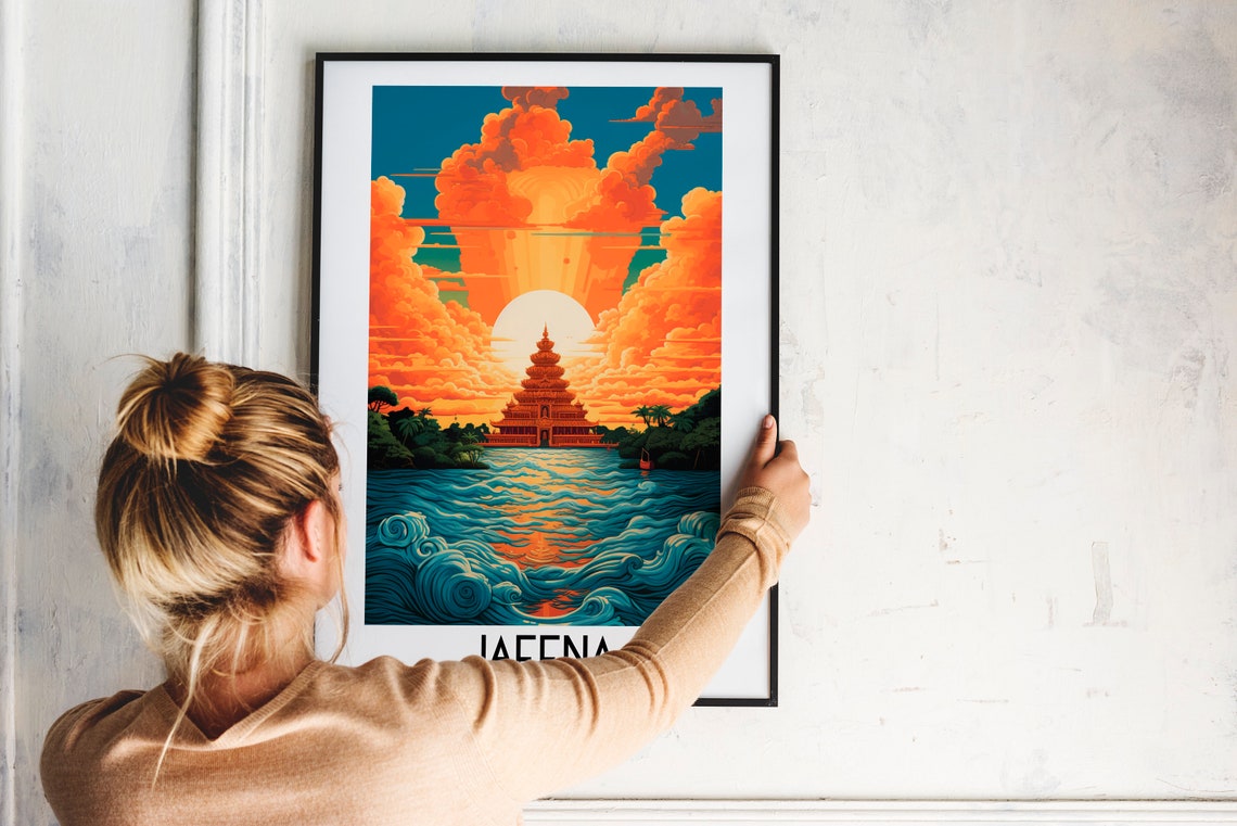 Jaffna Sri Lanka Hindu Temple Sunset Over Water Sacred Travel Poster - Image 2