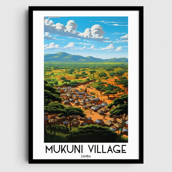 Mukuni Village Travel Wall Art Zambia Painting Gifts Africa Home Decor Prints Posters Handmade Art