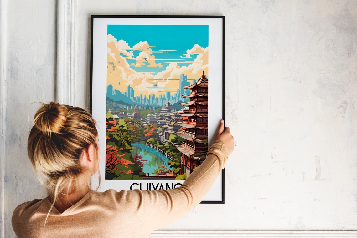 Guiyang China Pagoda Skyline Traditional Architecture Travel Poster - Image 2