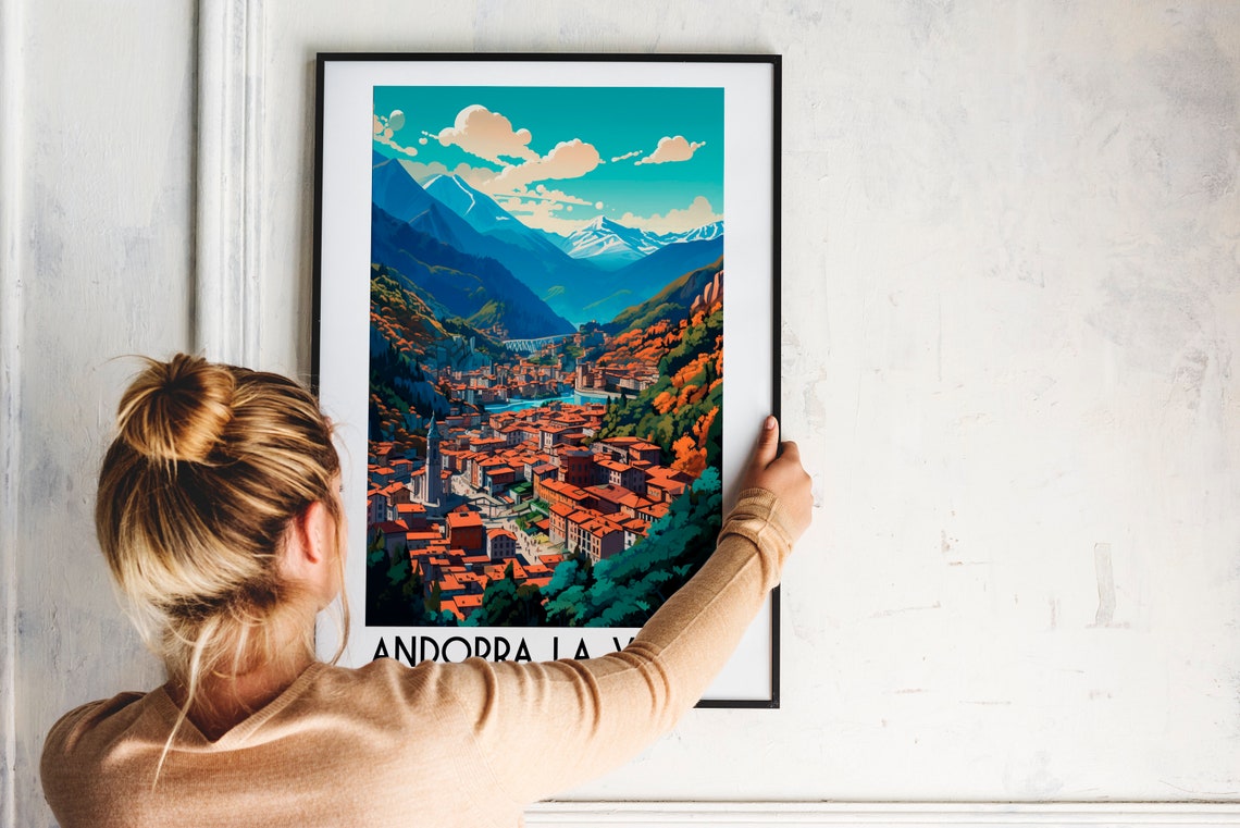 Andorra la Vella Pyrenees Mountain Town Valley View Travel Poster - Image 2