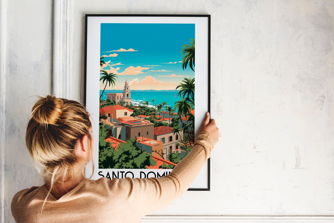 Santo Domingo Dominican Republic Cathedral Palms Travel Poster - Image 2