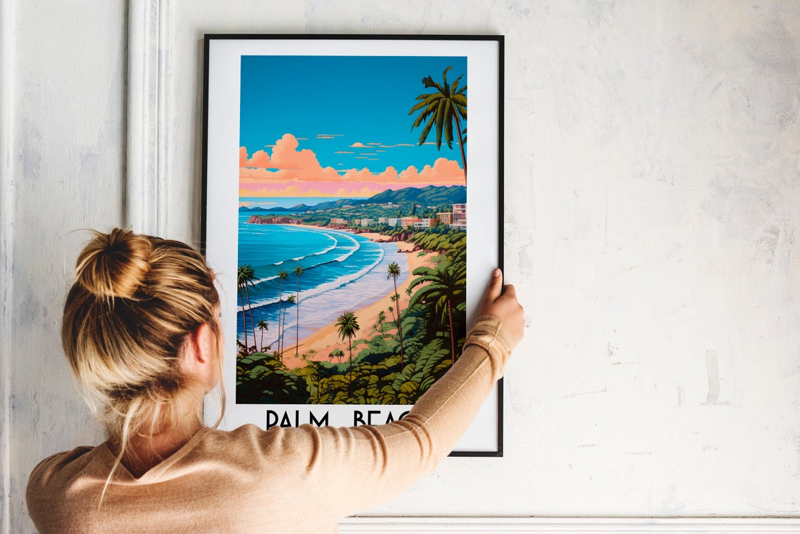Palm Beach Aruba Tropical Blue Ocean Waves Sandy Shore Poster - Image 2
