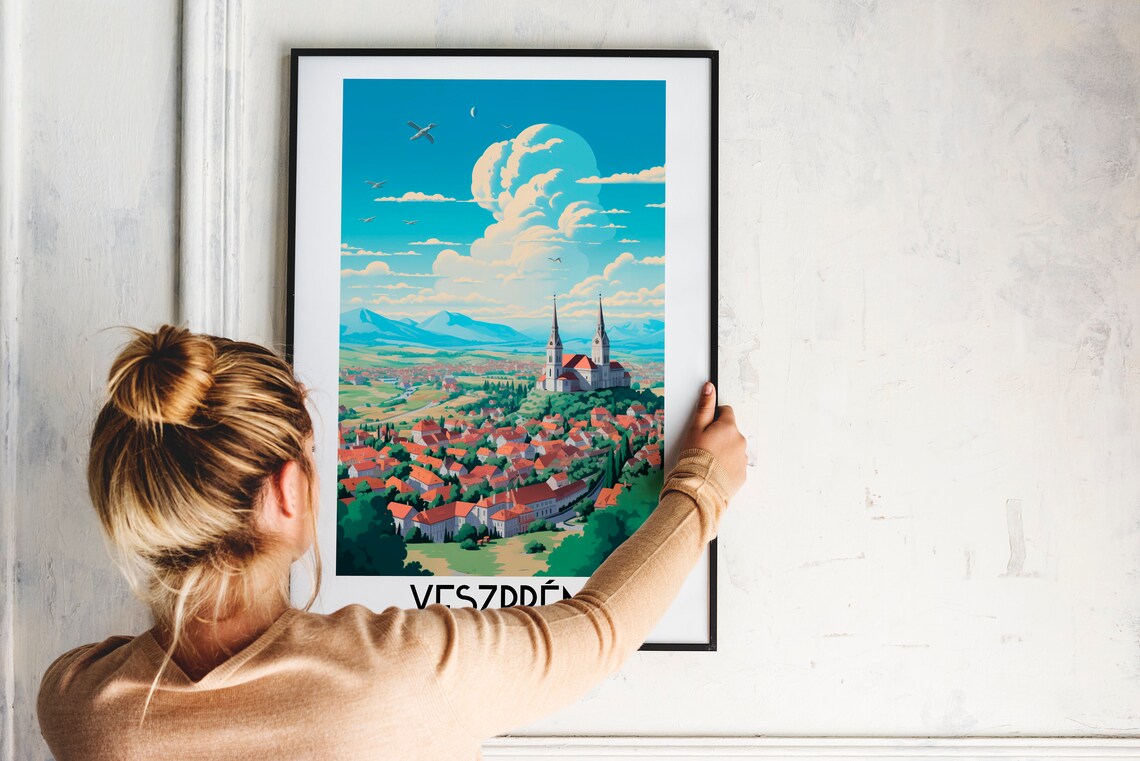 Veszprm Vintage Travel Poster, Hungary Wall Art - Image 2