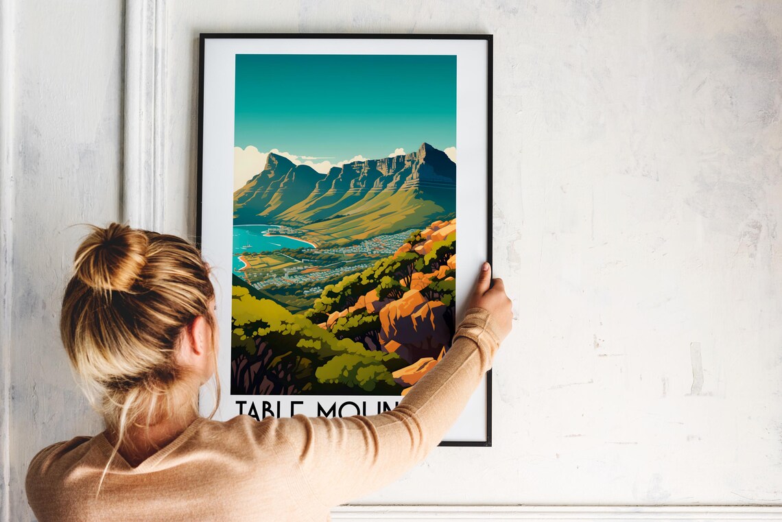 Table Mountain South Africa Cliffs Bay Overlook Travel Poster - Image 2