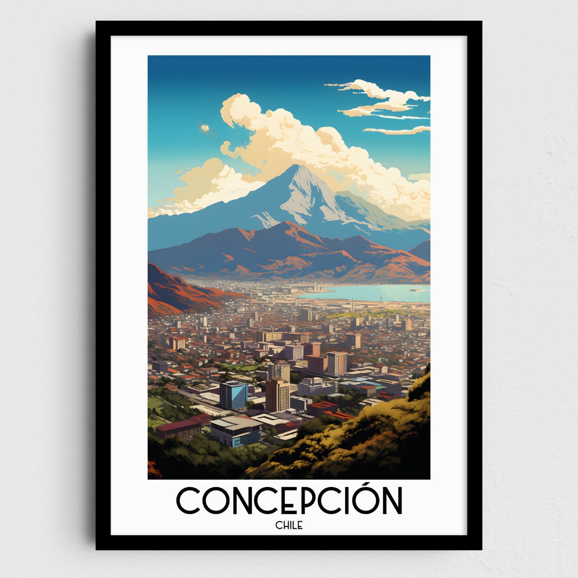 Concepcion Chile Andes Mountain City Panorama Valley Travel Poster