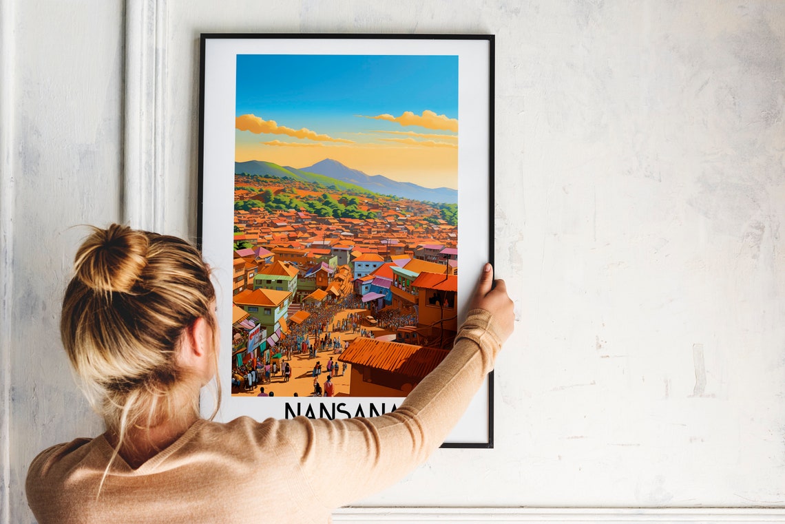 Nansana Uganda Bustling Market Street on the Hillside Poster - Image 2