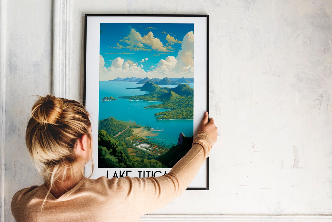 Lake Titicaca Green Islands Turquoise Waters Peru Travel Poster - Image 2