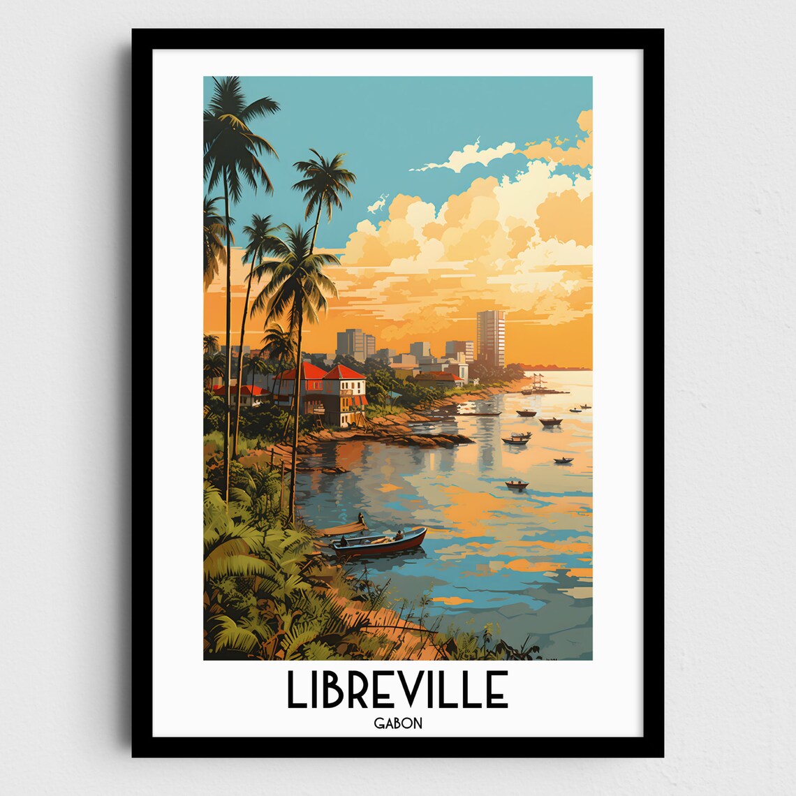 Libreville Travel Poster, Gabon Home Decor