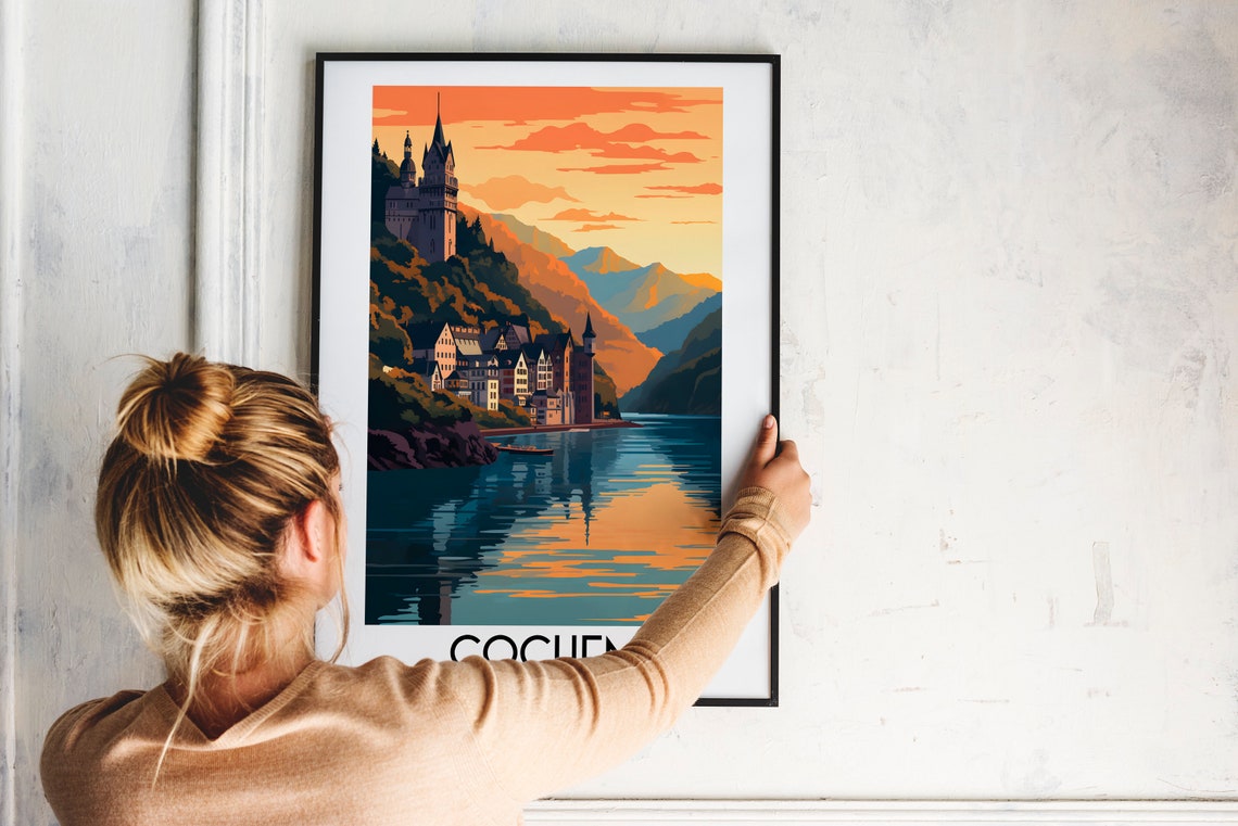 Cochem Germany Riverside Castle Sunset Old Town Travel Poster - Image 2